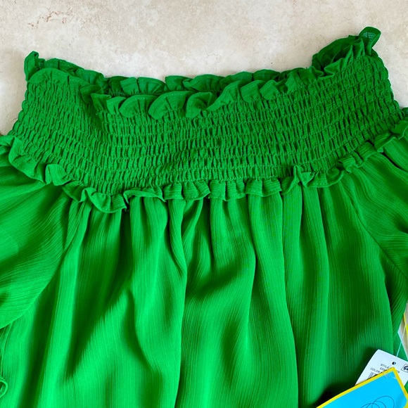 Cece Size 2 Lush Green Mini Dress small Off shoulders - Picture 3 of 7